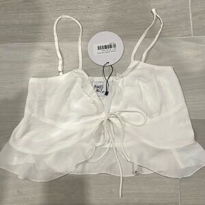 Princess Polly White Tie Front Ruffle Top